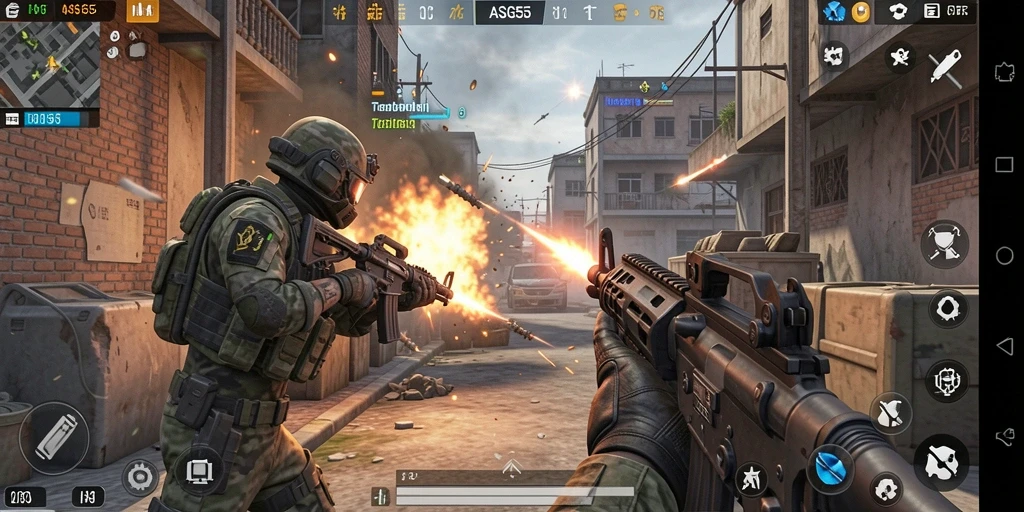 Tampilan intens gameplay ASG55 dengan adegan aksi menarik.