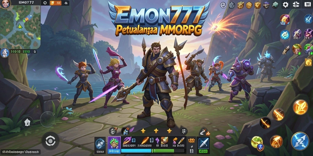 Tangkapan layar gameplay EMON777 menampilkan petualangan seru dengan teman-teman dalam MMORPG.