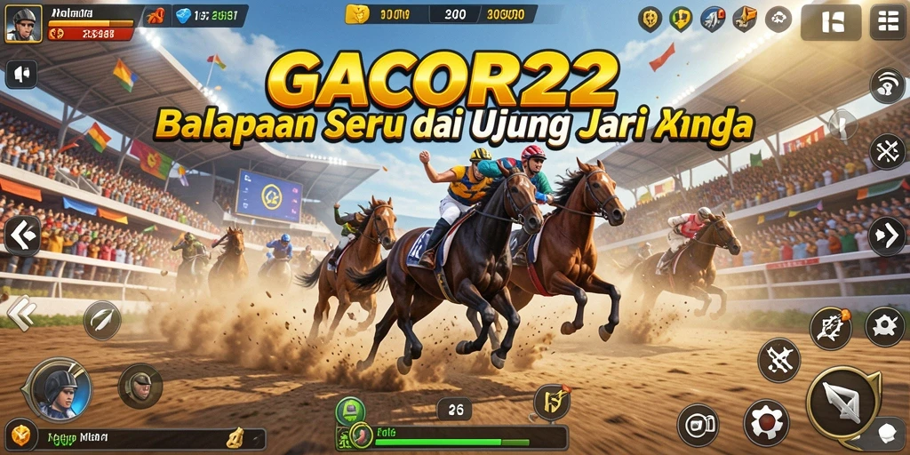 Tampilan gameplay GACOR22 dengan mobil balap yang melaju cepat.