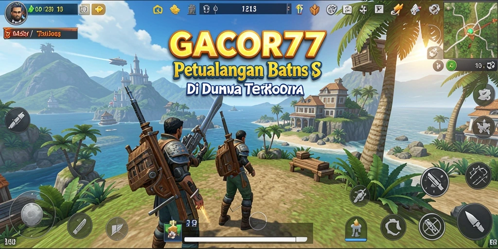 Screenshot GACOR77 menunjukkan pemain menjelajahi dunia terbuka yang menakjubkan.