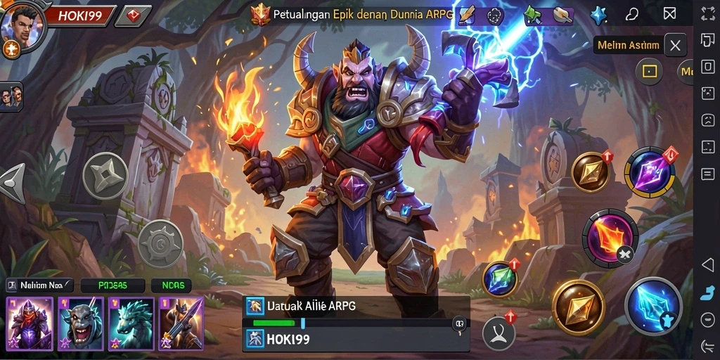 Screenshot gameplay HOKI99 menampilkan aksi pertarungan ARPG yang seru.