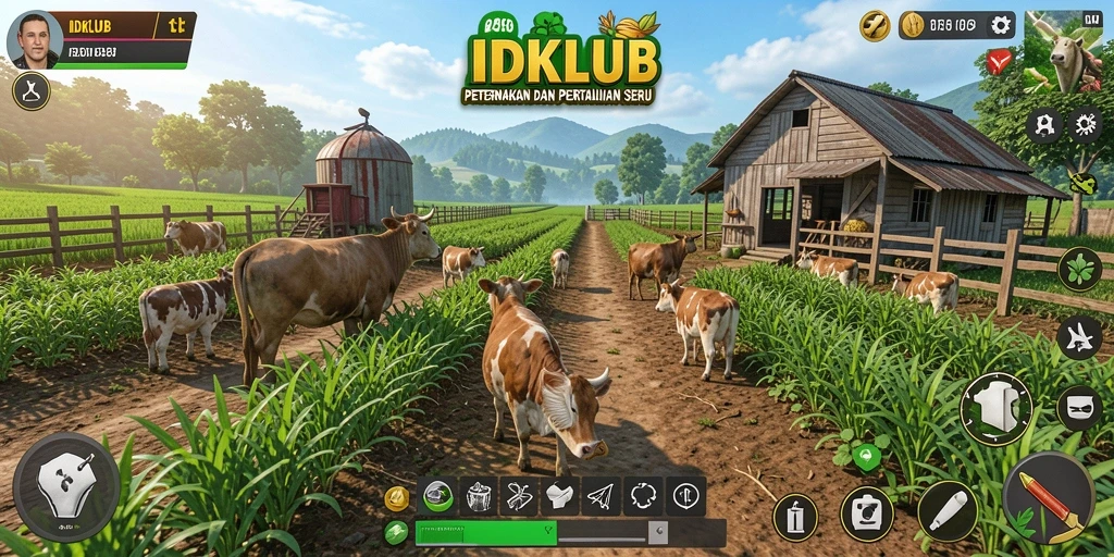 Tampilan gameplay seru di IDKLUB dengan pertanian yang menarik.