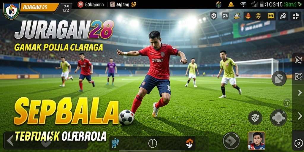 Tampilan gameplay seru di JURAGAN28 dengan aksi sepak bola yang menegangkan.