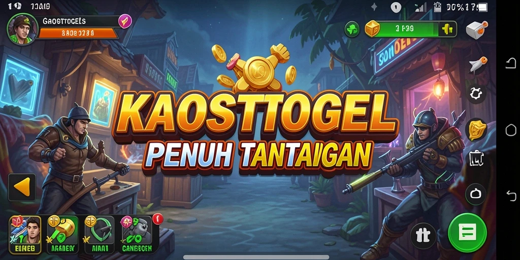 Tampilan gameplay KAOSTOGEL yang penuh warna dan menarik.