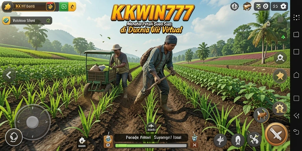 Screenshot gameplay <strong>KKWIN777</strong> menampilkan aktivitas bertani yang menyenangkan.