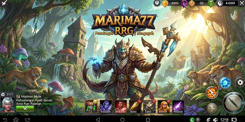 Tampilan aksi seru dalam gameplay RPG MARIMA77.