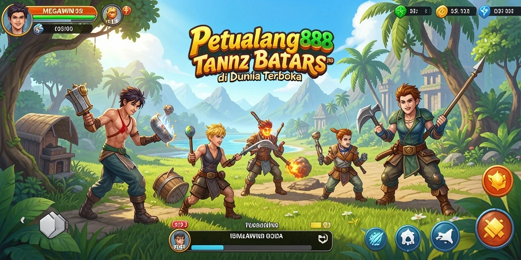 Screenshot gameplay MEGAWIN888 menampilkan dunia luas yang dapat dijelajahi.
