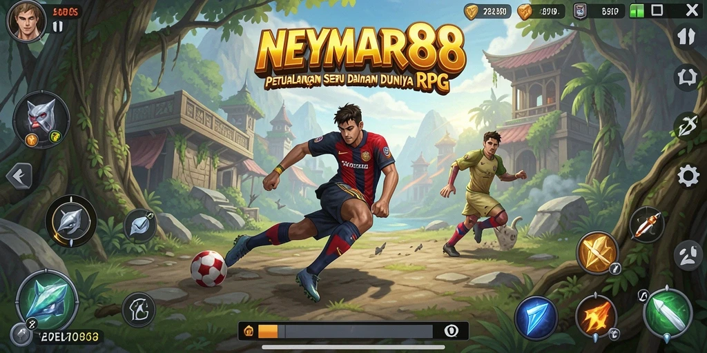 Tampilan gameplay menakjubkan dari NEYMAR88 dengan pertarungan RPG yang dinamis.
