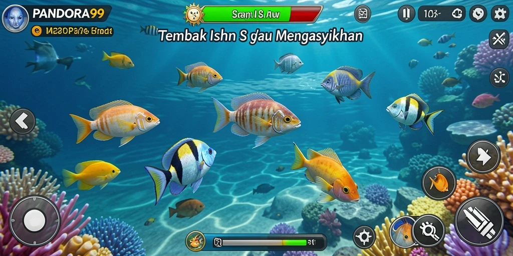 Screenshot PANDORA99 menampilkan aksi menembak ikan yang seru.
