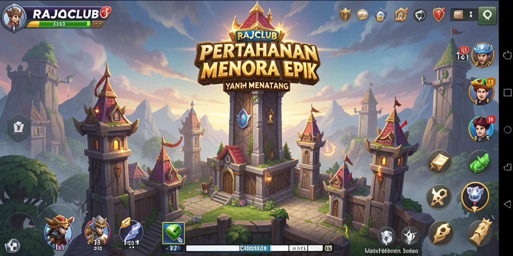 Screenshot gameplay RAJACLUB menampilkan aksi menara pertahanan yang seru.