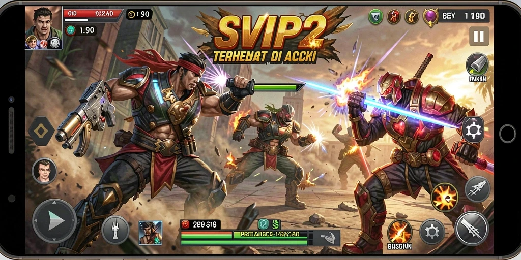 Tangkapan layar gameplay SVIP2 menunjukkan pertarungan intens dan grafis menawan.