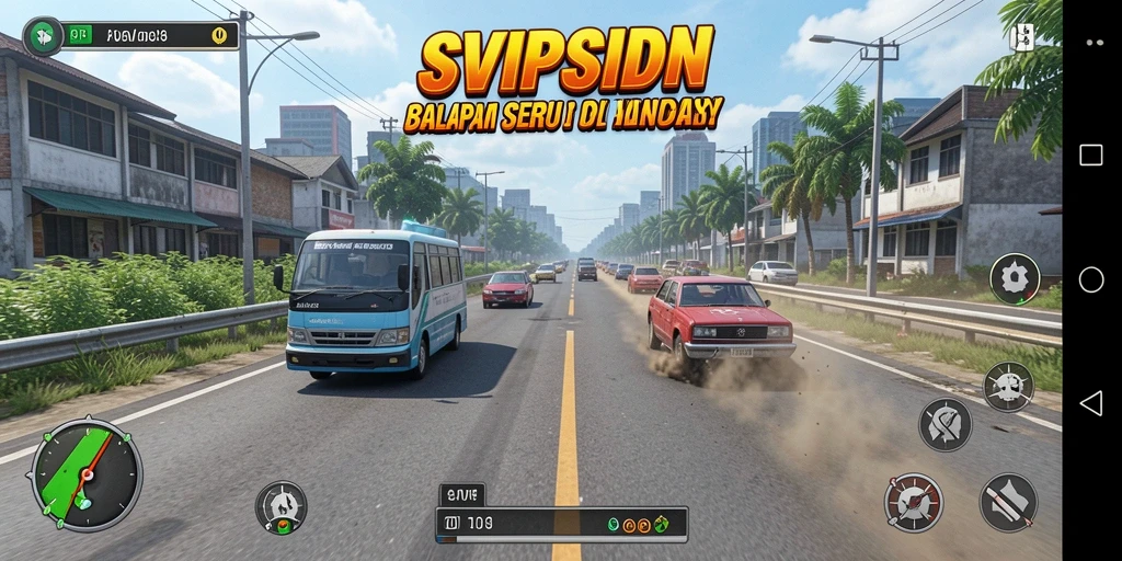 Tampilan gameplay <strong>SVIPSIDN</strong> yang menggoda dengan aksi balapan seru.