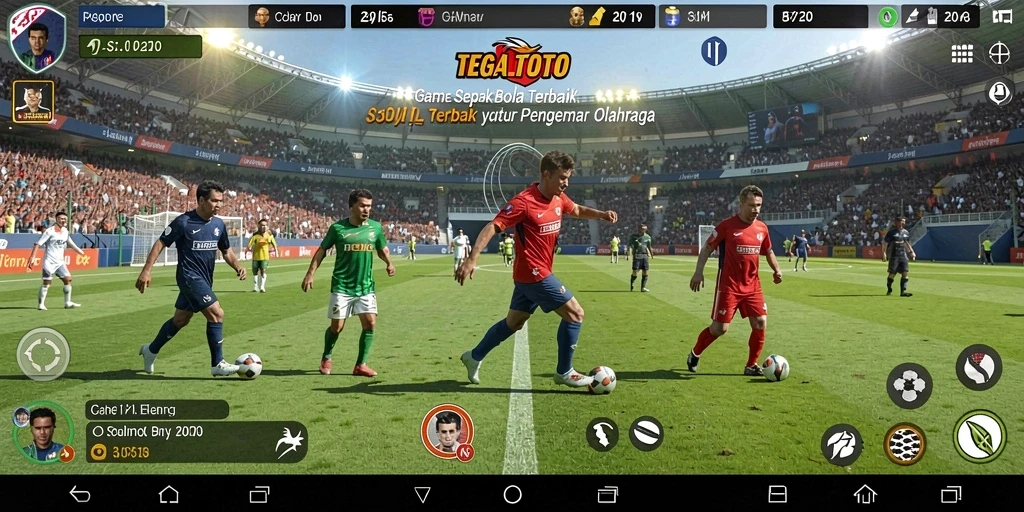 Screenshot gameplay TEGALTOTO menampilkan pertandingan sepak bola yang intens.