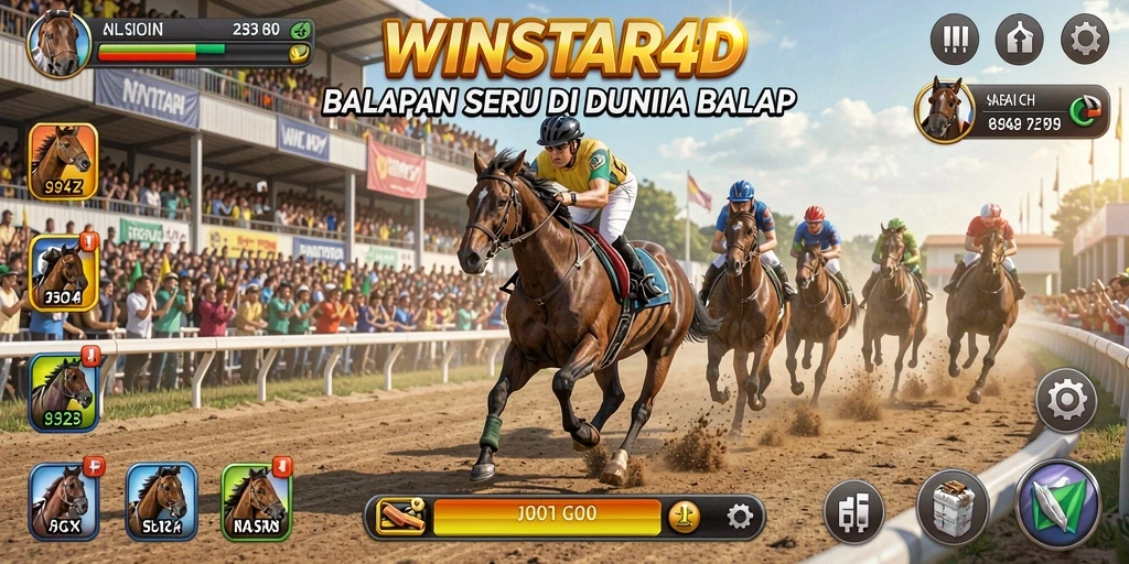 Tampilan gameplay menarik dari <strong>WINSTAR4D</strong> saat balapan yang seru.