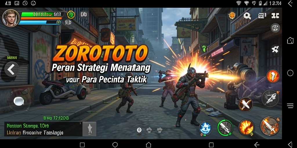 Screenshot gameplay ZOROTOTO yang menunjukkan pertempuran strategi yang intens.
